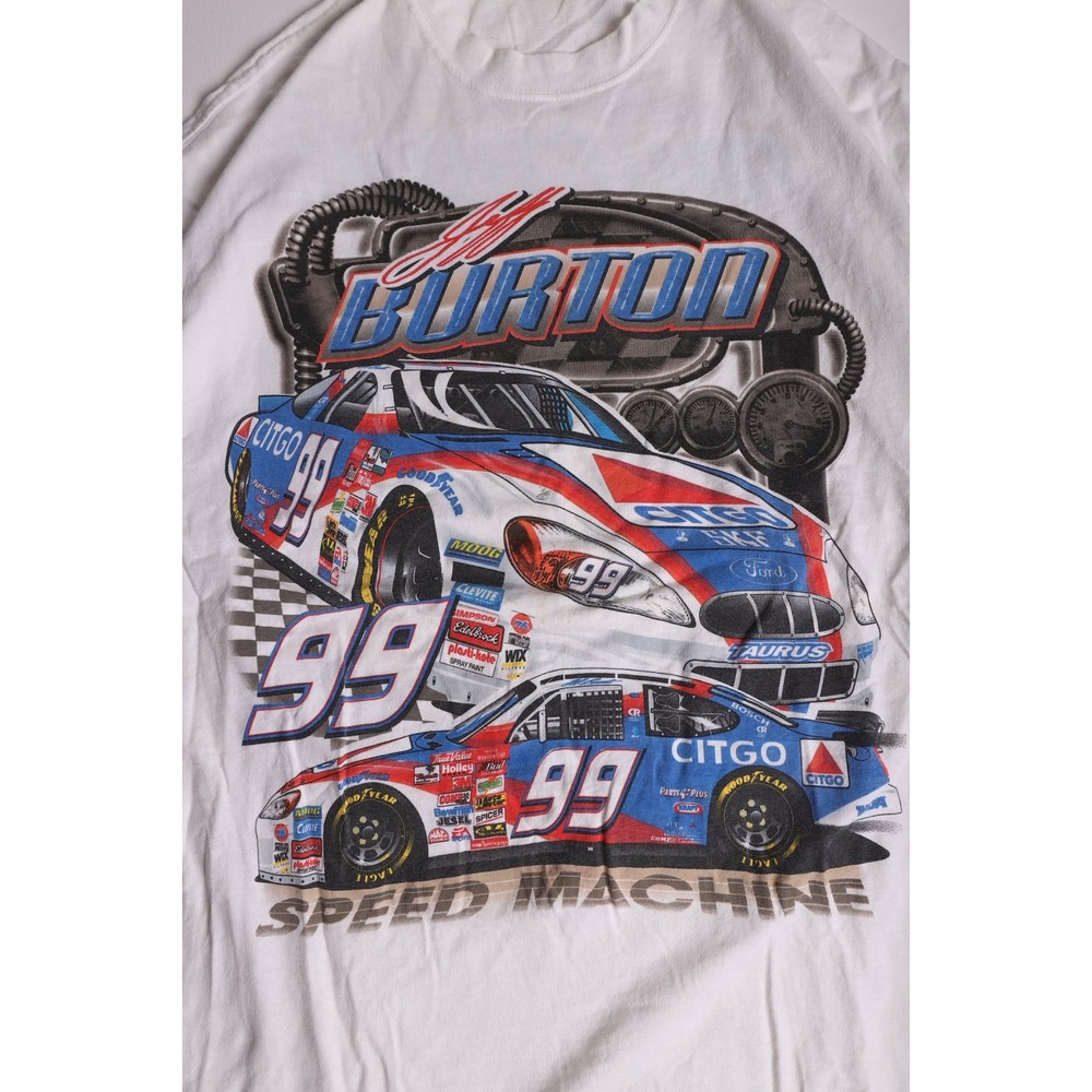 Vintage Jeff Burton NASCAR Citgo Racing T-Shirt White XL 99 Speed Machine Hanes - Picture 2 of 8